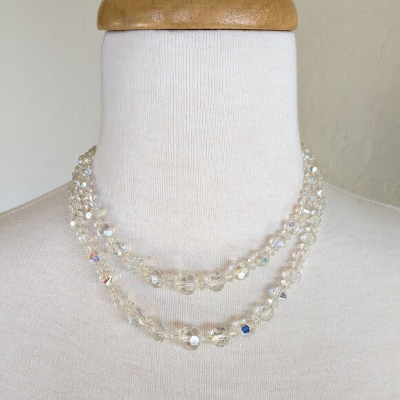 Two 1960s Vintage Crystal Necklaces 17"-19" - Picture 2 of 16